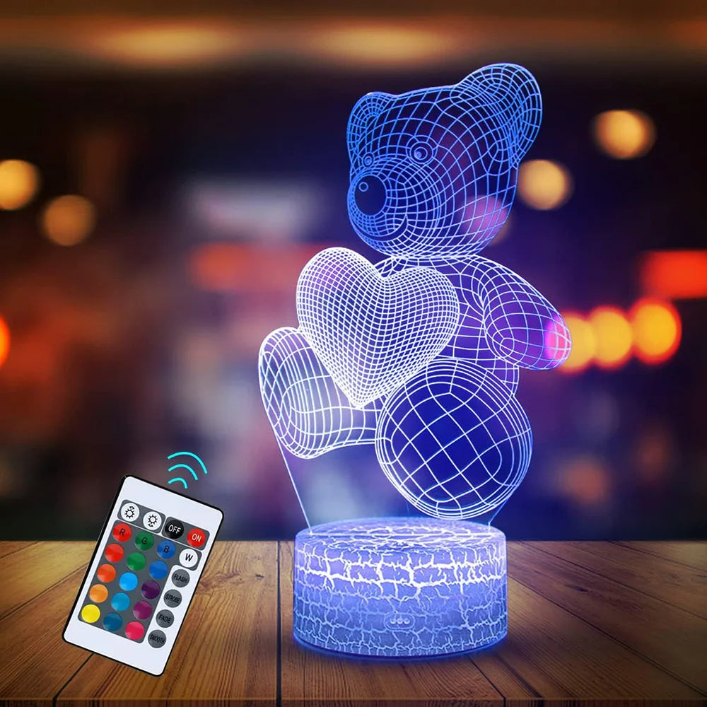 3D Liebe Teddy Lampe